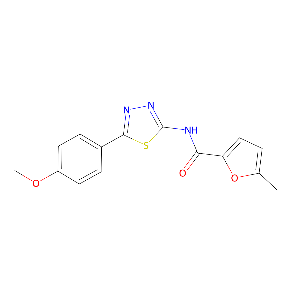 N-[5-(4-methoxyphenyl)-1,3,4-thiadiazol-2-yl]-5-methylfuran-2-carboxamide molecular structure, CAS 717869-52-8