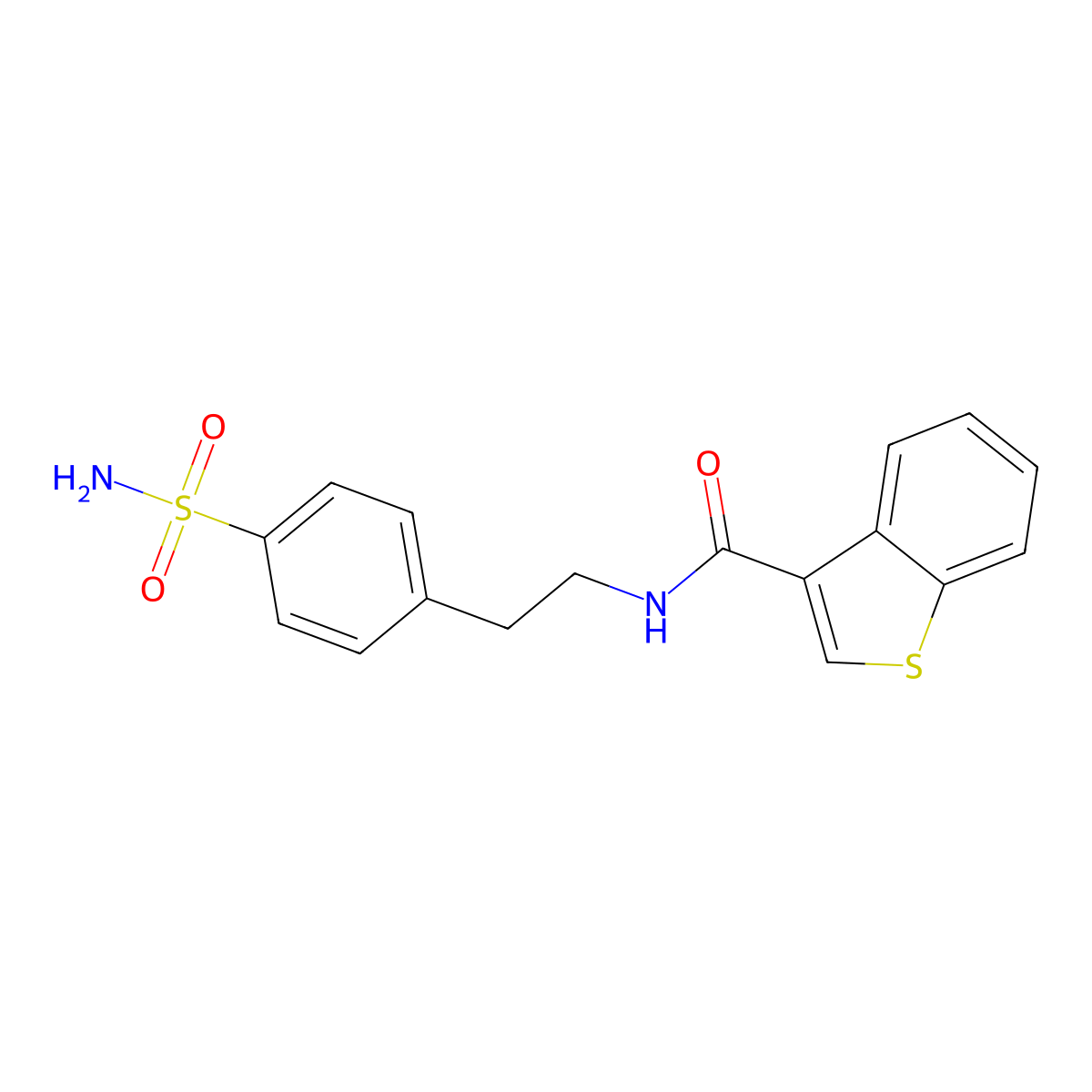 N-[2-(4-sulfamoylphenyl)ethyl]-1-benzothiophene-3-carboxamide molecular structure, CAS 717869-61-9
