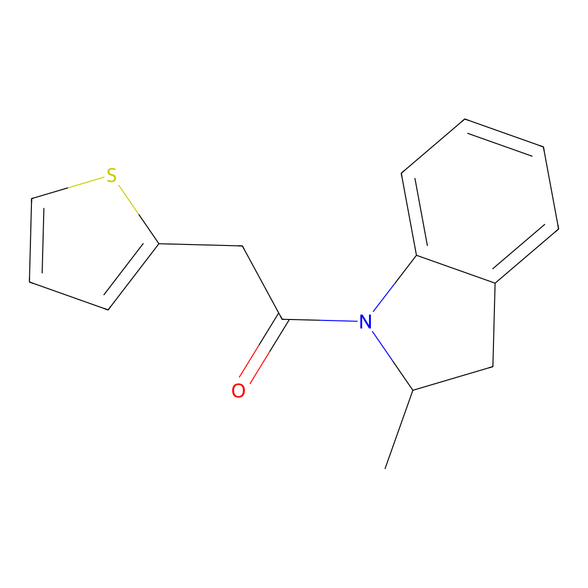 1-(2-Methyl-2,3-dihydroindol-1-yl)-2-thiophen-2-ylethanone molecular structure, CAS 717870-05-8