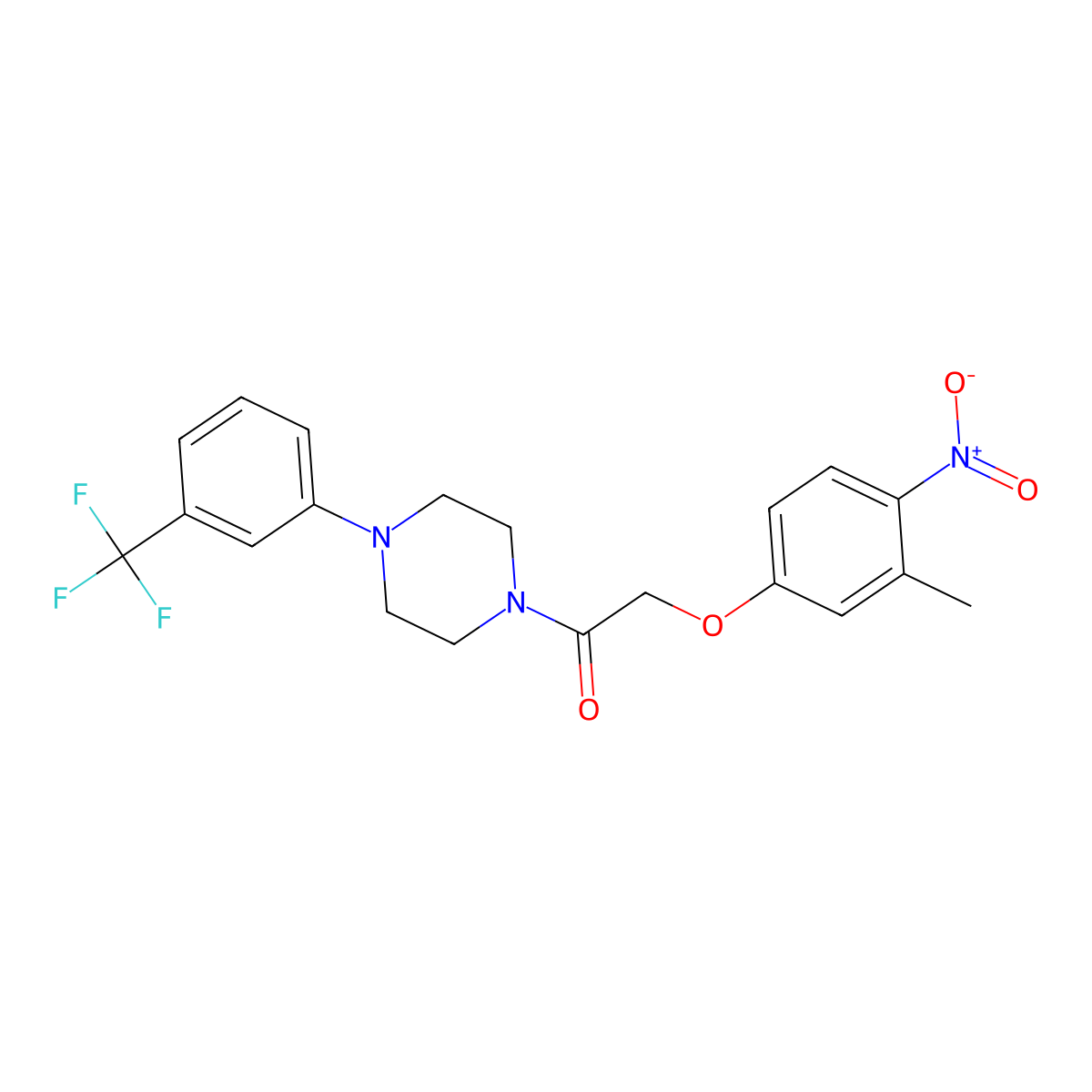 2-(3-Methyl-4-nitrophenoxy)-1-[4-[3-(trifluoromethyl)phenyl]piperazin-1-yl]ethanone molecular structure, CAS 717870-26-3