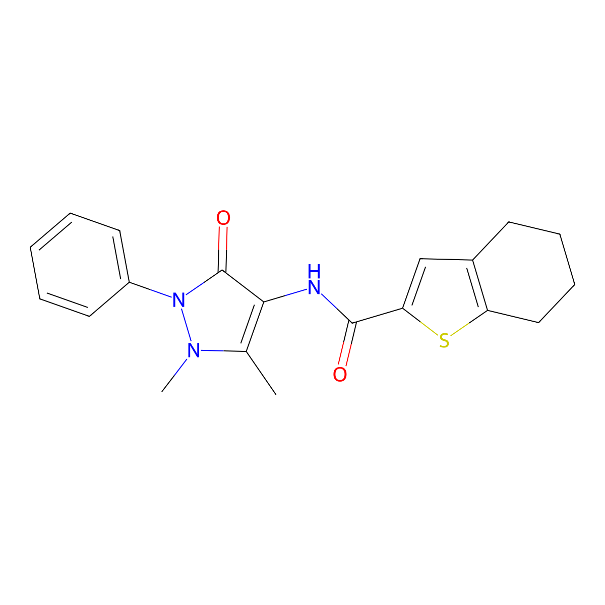 N-(1,5-dimethyl-3-oxo-2-phenylpyrazol-4-yl)-4,5,6,7-tetrahydro-1-benzothiophene-2-carboxamide molecular structure, CAS 717870-55-8