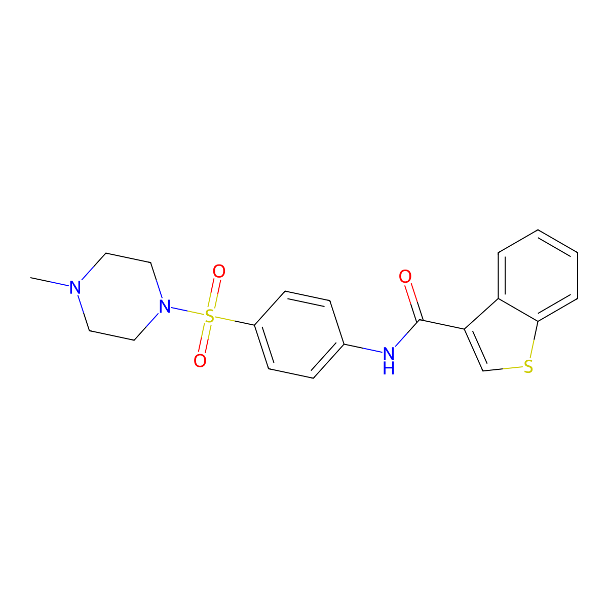 N-[4-(4-methylpiperazin-1-yl)sulfonylphenyl]-1-benzothiophene-3-carboxamide molecular structure, CAS 717870-57-0