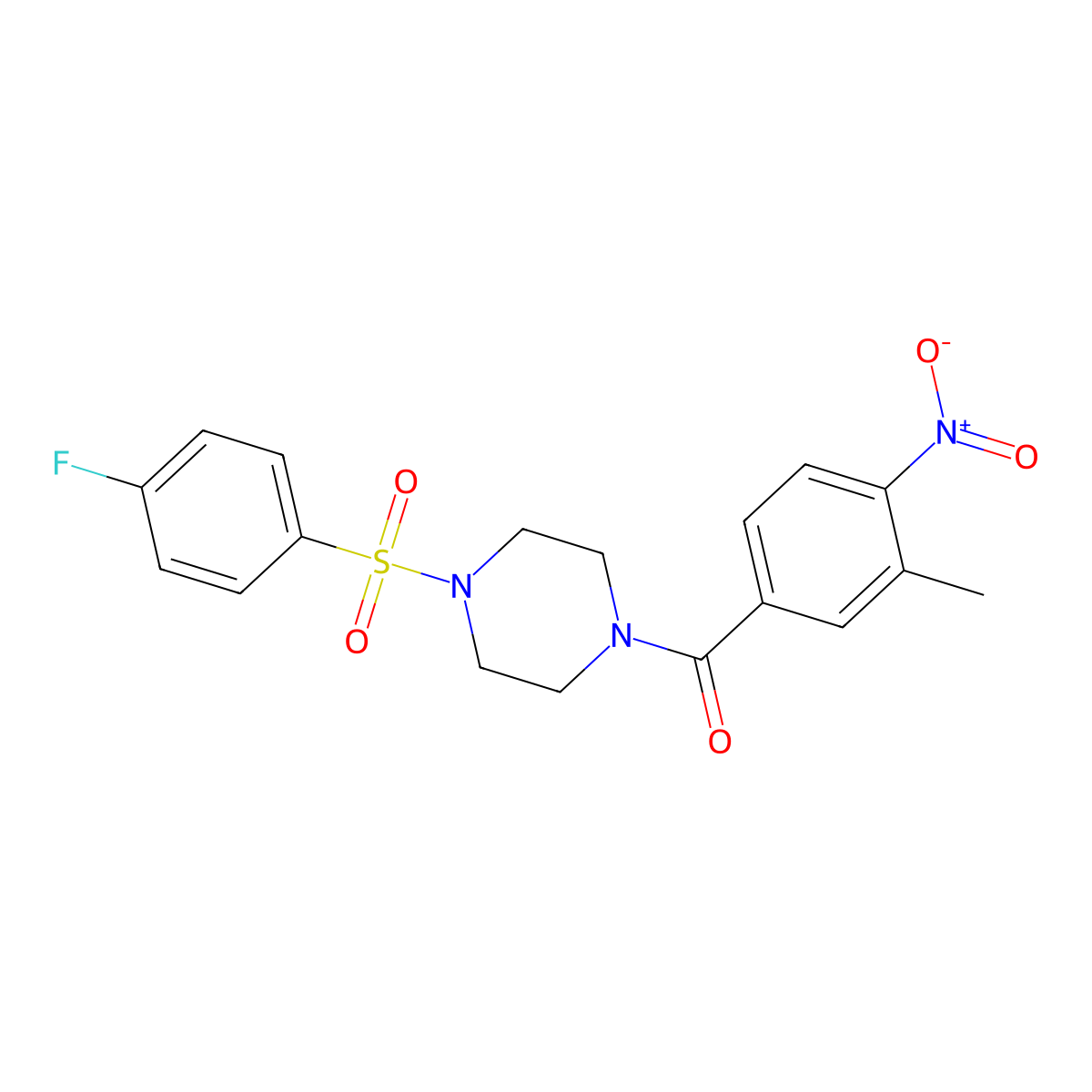 [4-(4-Fluorophenyl)sulfonylpiperazin-1-yl]-(3-methyl-4-nitrophenyl)methanone molecular structure, CAS 717871-03-9
