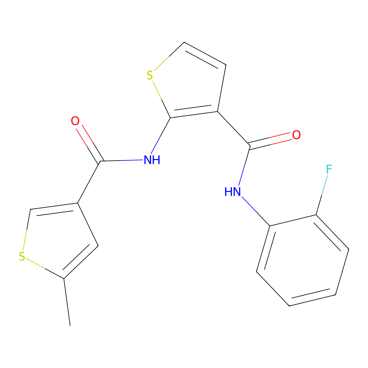 N-(2-fluorophenyl)-2-[(5-methylthiophene-3-carbonyl)amino]thiophene-3-carboxamide molecular structure, CAS 717871-20-0