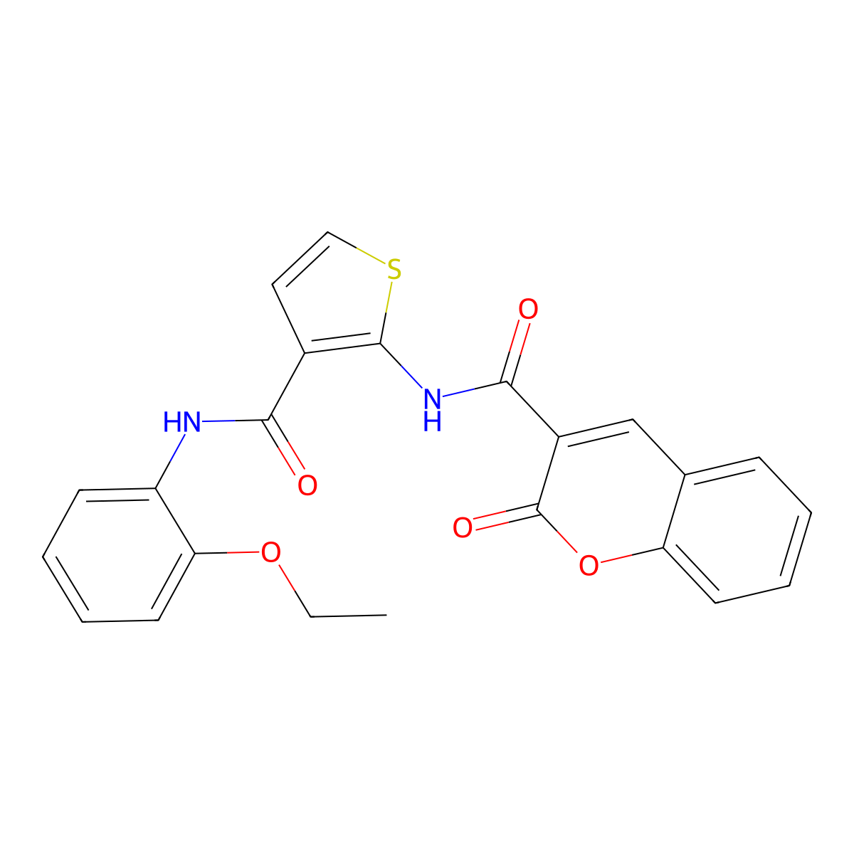 N-[3-[(2-ethoxyphenyl)carbamoyl]thiophen-2-yl]-2-oxochromene-3-carboxamide molecular structure, CAS 717871-37-9