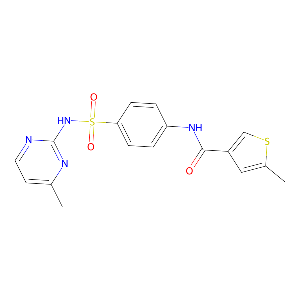 5-methyl-N-[4-[(4-methylpyrimidin-2-yl)sulfamoyl]phenyl]thiophene-3-carboxamide molecular structure, CAS 717871-58-4