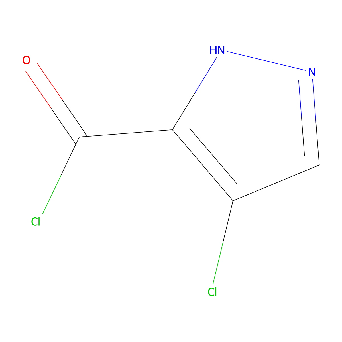 4-chloro-1H-pyrazole-3-carbonyl chloride molecular structure, CAS 717871-75-5