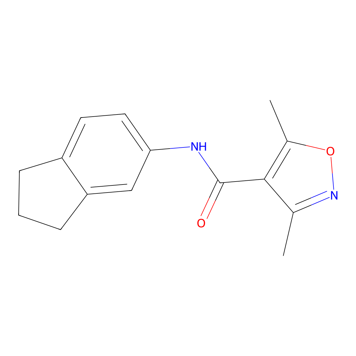 N-(2,3-dihydro-1H-inden-5-yl)-3,5-dimethyl-4-isoxazolecarboxamide molecular structure, CAS 717872-09-8