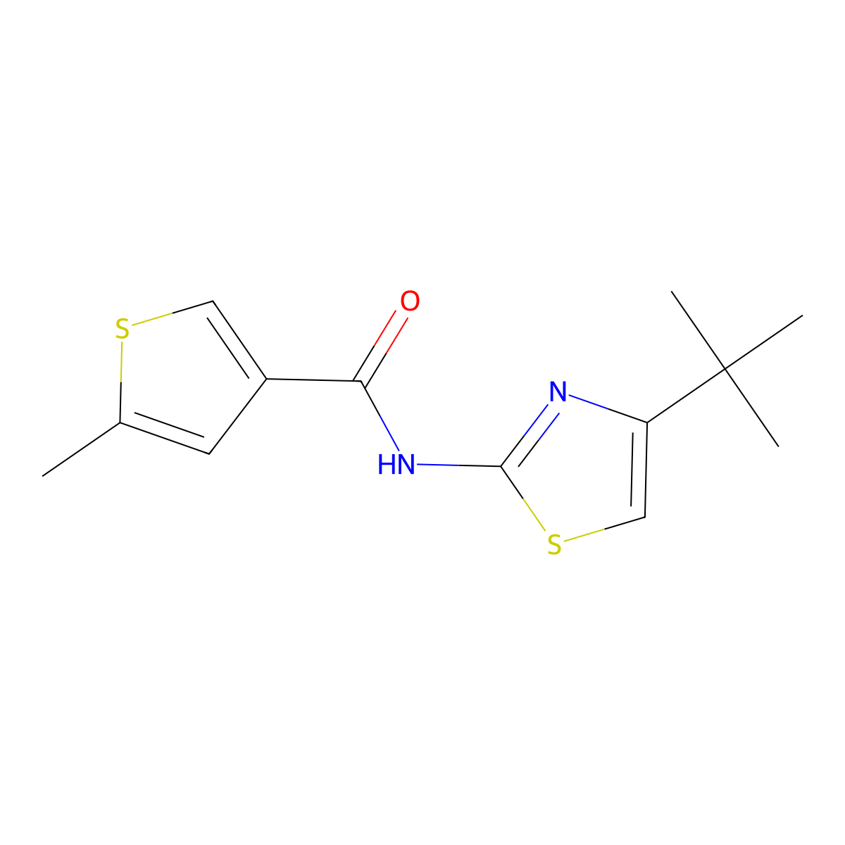 N-(4-tert-butyl-1,3-thiazol-2-yl)-5-methylthiophene-3-carboxamide molecular structure, CAS 717872-16-7