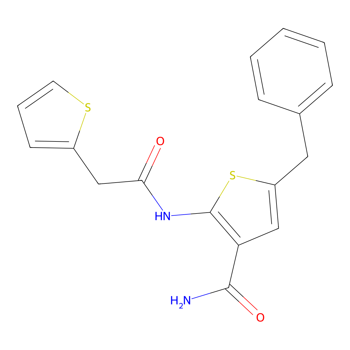 5-Benzyl-2-[(2-thiophen-2-ylacetyl)amino]thiophene-3-carboxamide molecular structure, CAS 717872-21-4