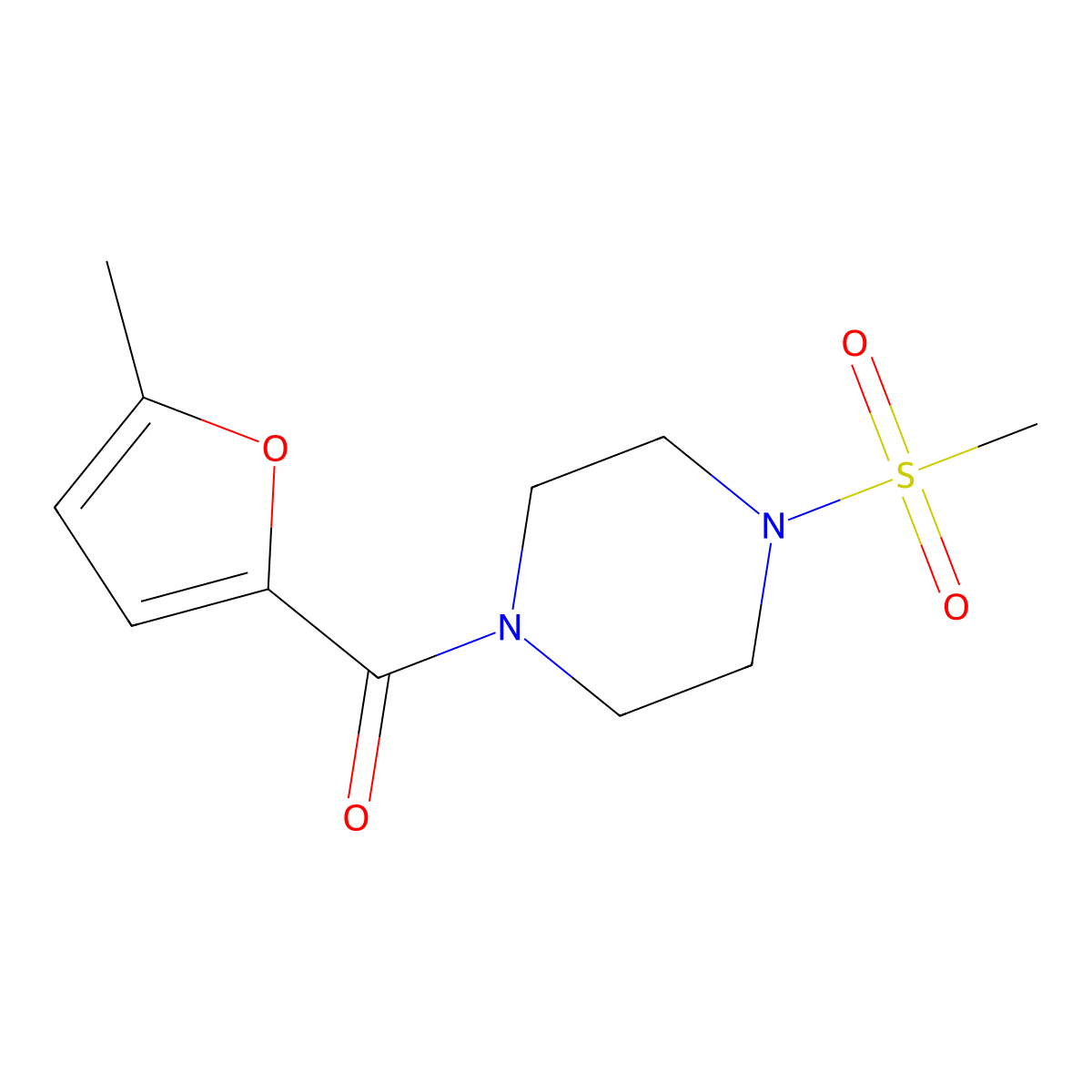 (5-Methylfuran-2-yl)-(4-methylsulfonylpiperazin-1-yl)methanone molecular structure, CAS 717872-27-0