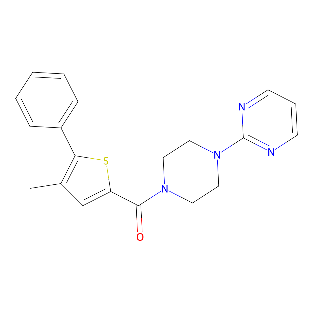 (4-Methyl-5-phenylthiophen-2-yl)-(4-pyrimidin-2-ylpiperazin-1-yl)methanone molecular structure, CAS 717872-46-3