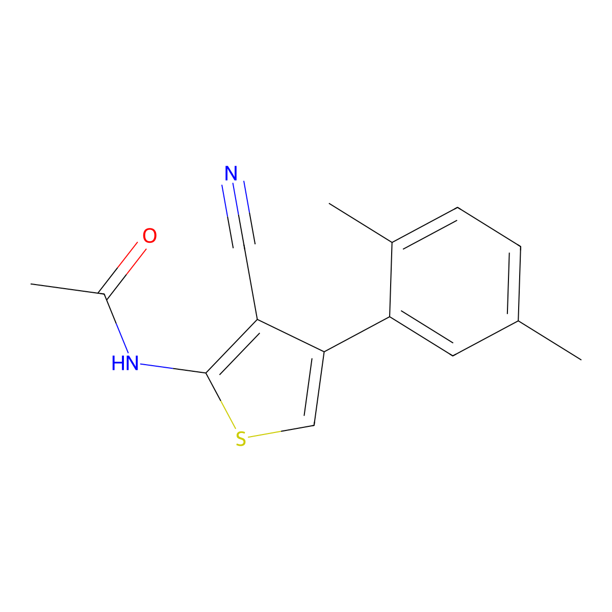 N-[3-cyano-4-(2,5-dimethylphenyl)thiophen-2-yl]acetamide molecular structure, CAS 717872-47-4