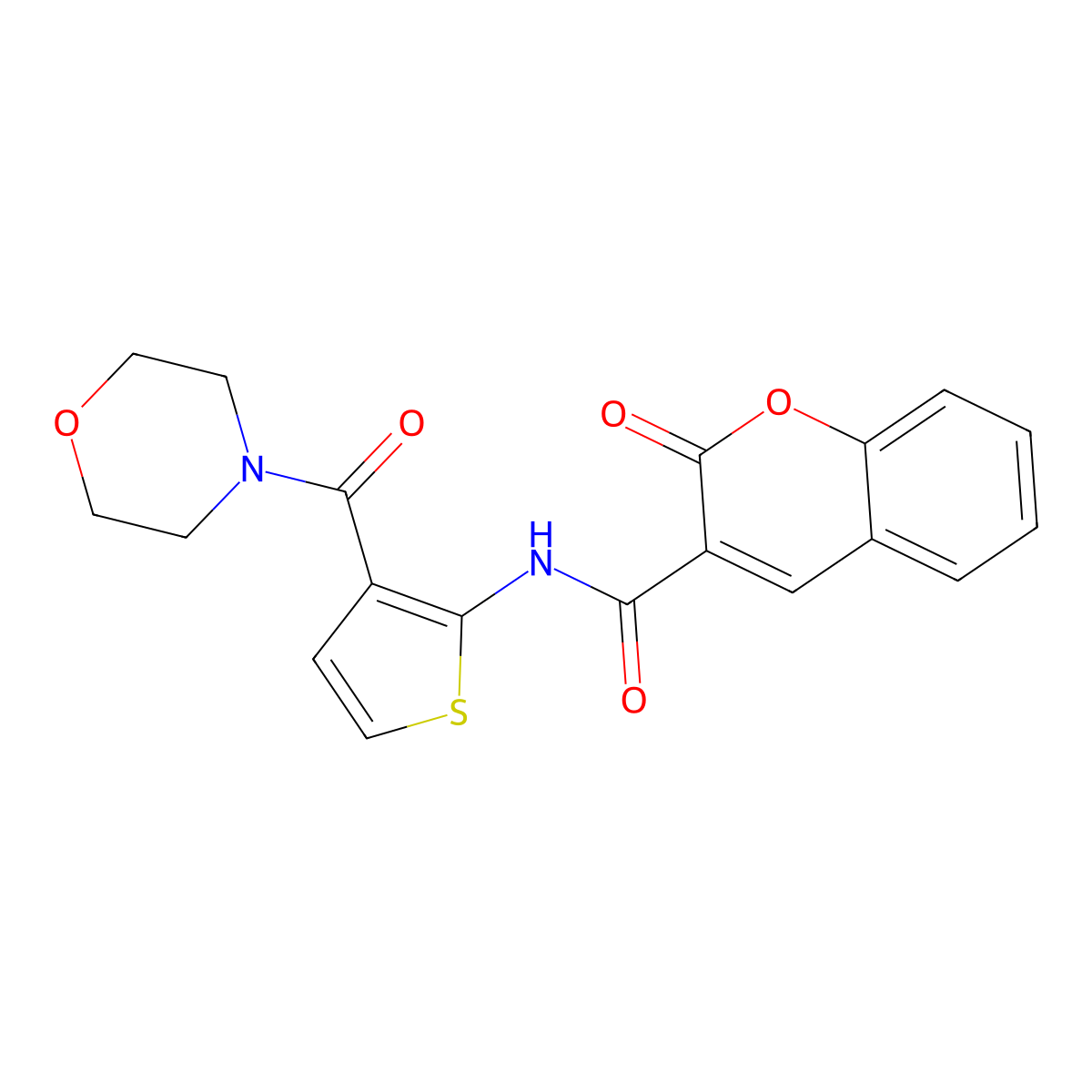 N-[3-(morpholine-4-carbonyl)thiophen-2-yl]-2-oxochromene-3-carboxamide molecular structure, CAS 717872-61-2