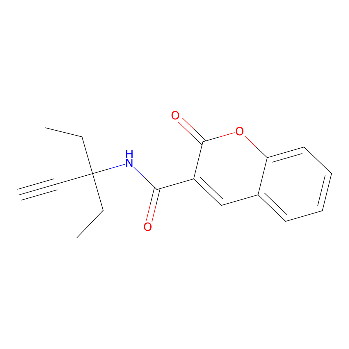N-(3-ethylpent-1-yn-3-yl)-2-oxochromene-3-carboxamide molecular structure, CAS 717872-65-6