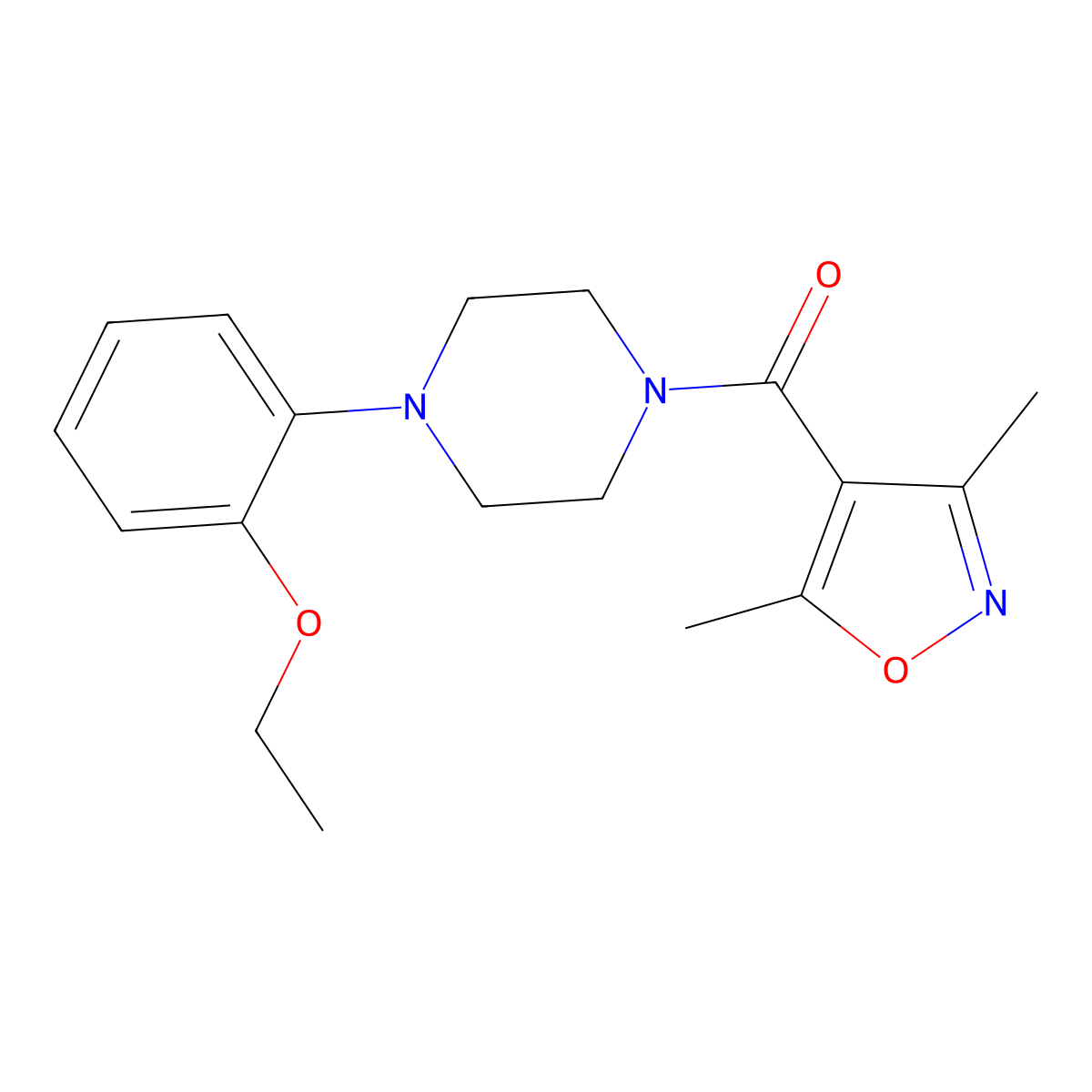 Methanone, (3,5-dimethyl-4-isoxazolyl)[4-(2-ethoxyphenyl)-1-piperazinyl]- molecular structure, CAS 717872-74-7