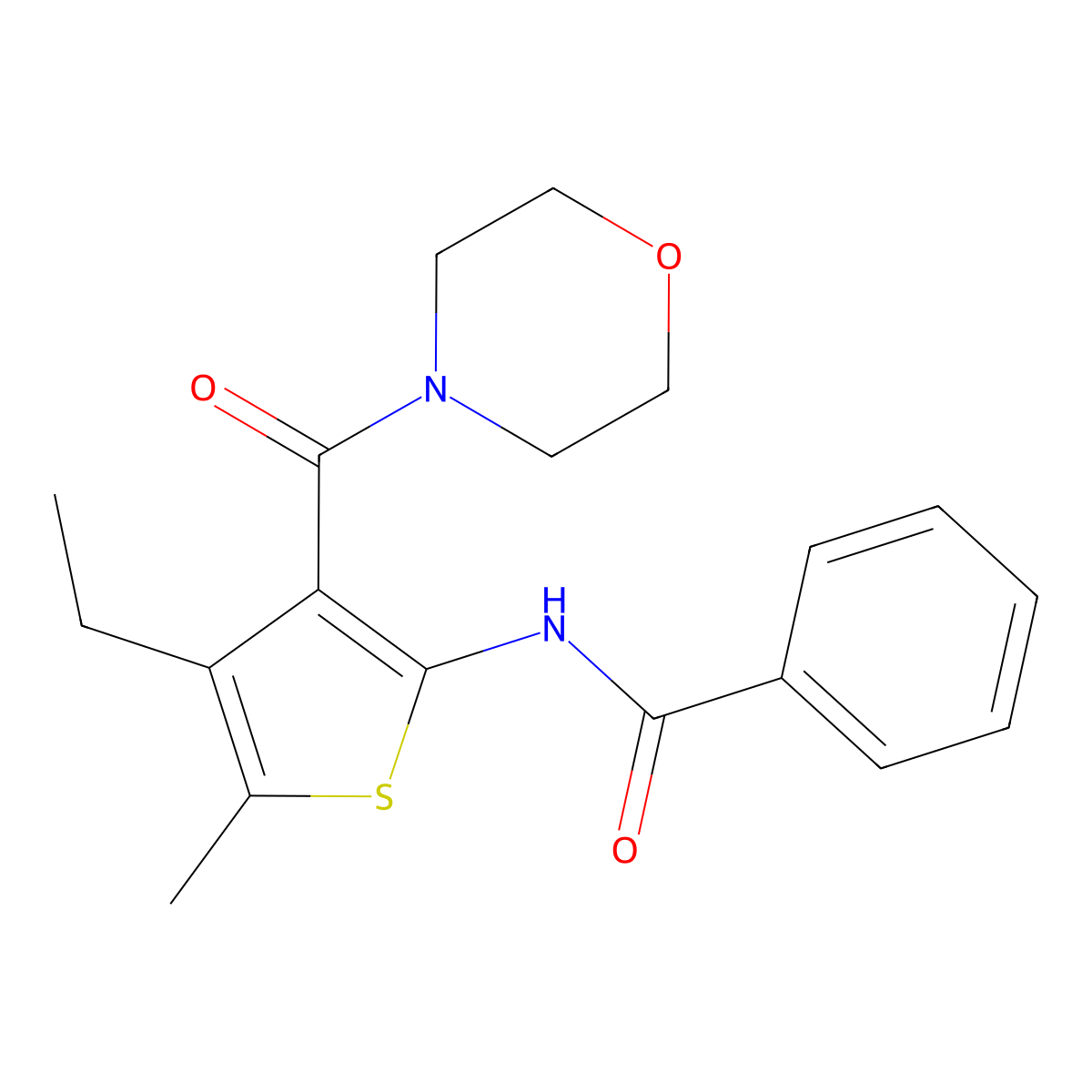 N-[4-ethyl-5-methyl-3-(morpholine-4-carbonyl)thiophen-2-yl]benzamide molecular structure, CAS 717873-03-5