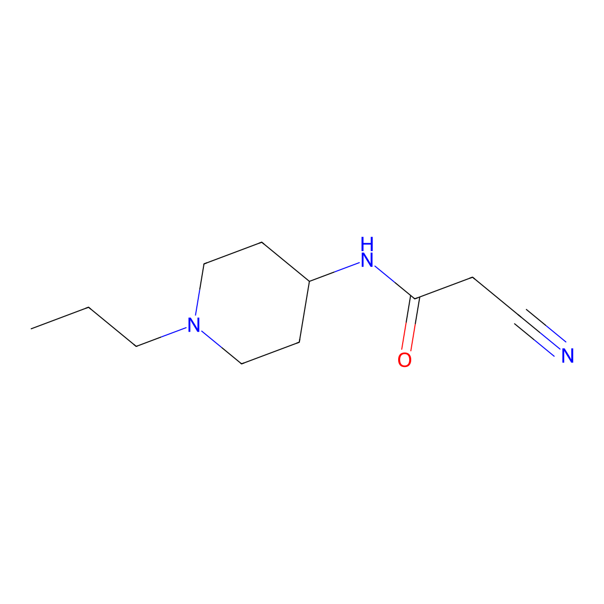 2-cyano-N-(1-propylpiperidin-4-yl)acetamide molecular structure, CAS 717873-09-1