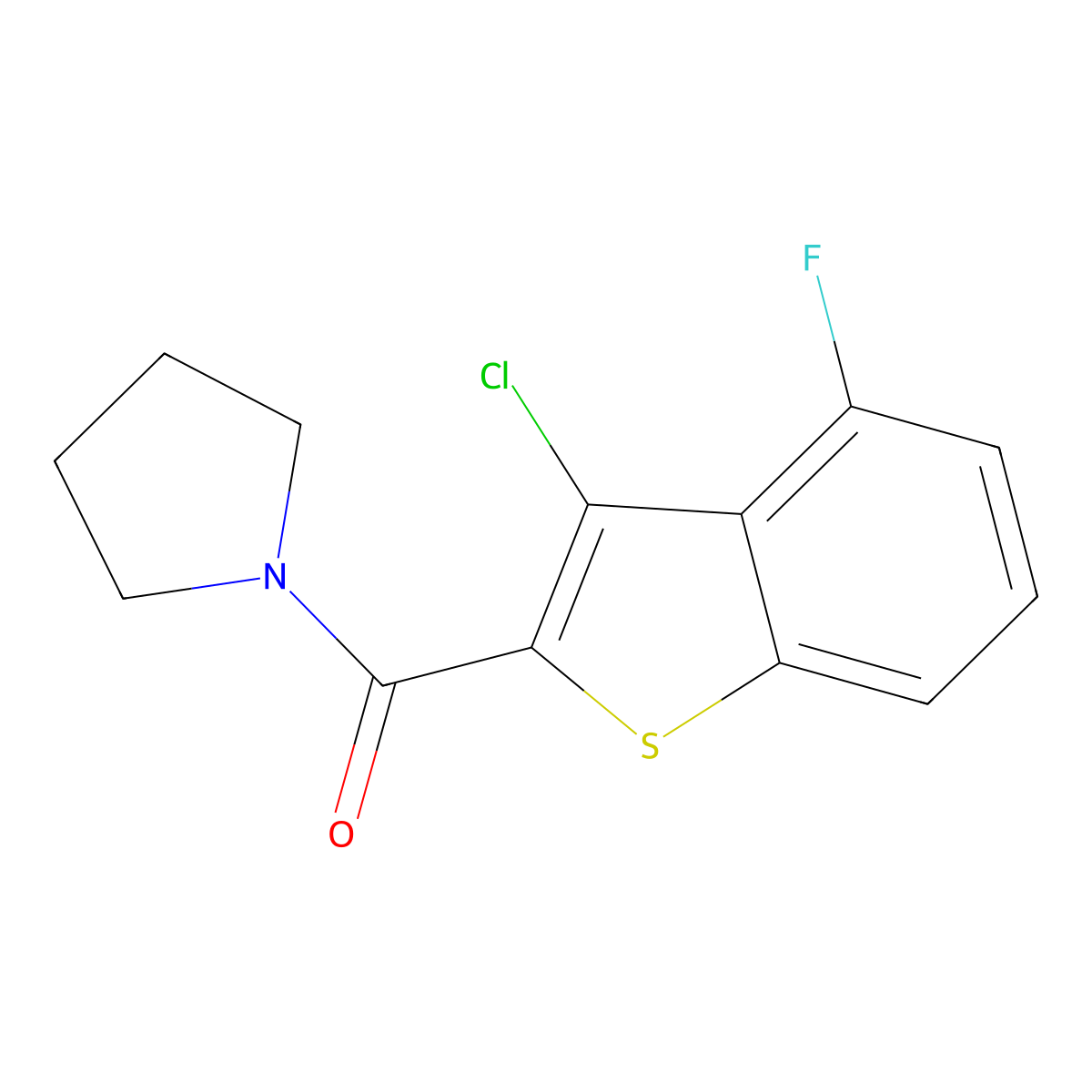 (3-Chloro-4-fluoro-1-benzothiophen-2-yl)-pyrrolidin-1-ylmethanone molecular structure, CAS 717873-26-2