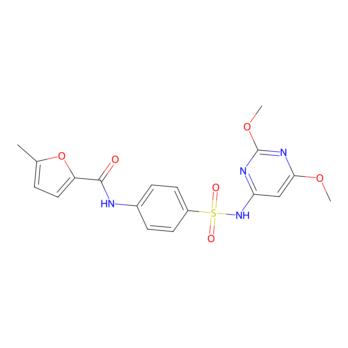 N-[4-[(2,6-dimethoxypyrimidin-4-yl)sulfamoyl]phenyl]-5-methylfuran-2-carboxamide molecular structure, CAS 717873-38-6