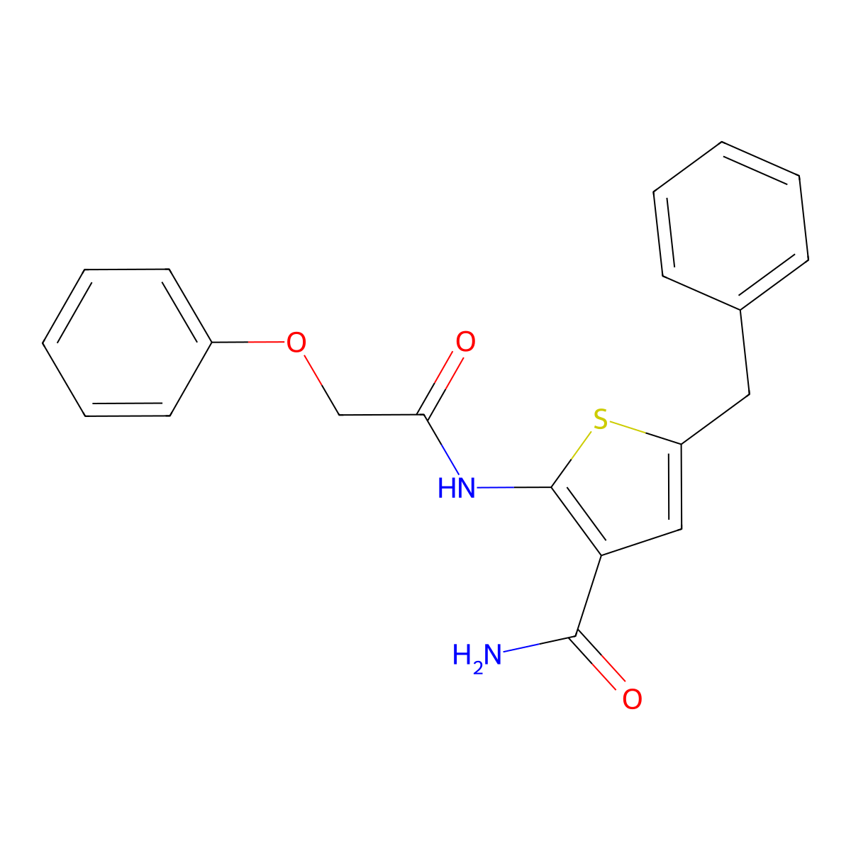 5-Benzyl-2-[(2-phenoxyacetyl)amino]thiophene-3-carboxamide molecular structure, CAS 717873-52-4