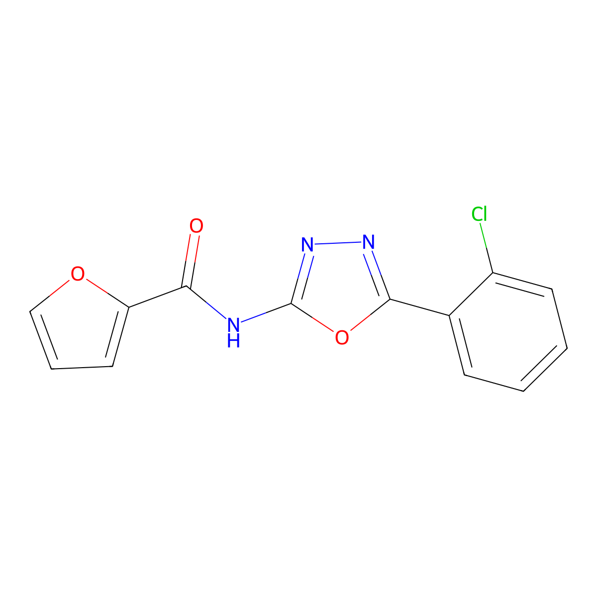 N-[5-(2-chlorophenyl)-1,3,4-oxadiazol-2-yl]furan-2-carboxamide molecular structure, CAS 717873-59-1