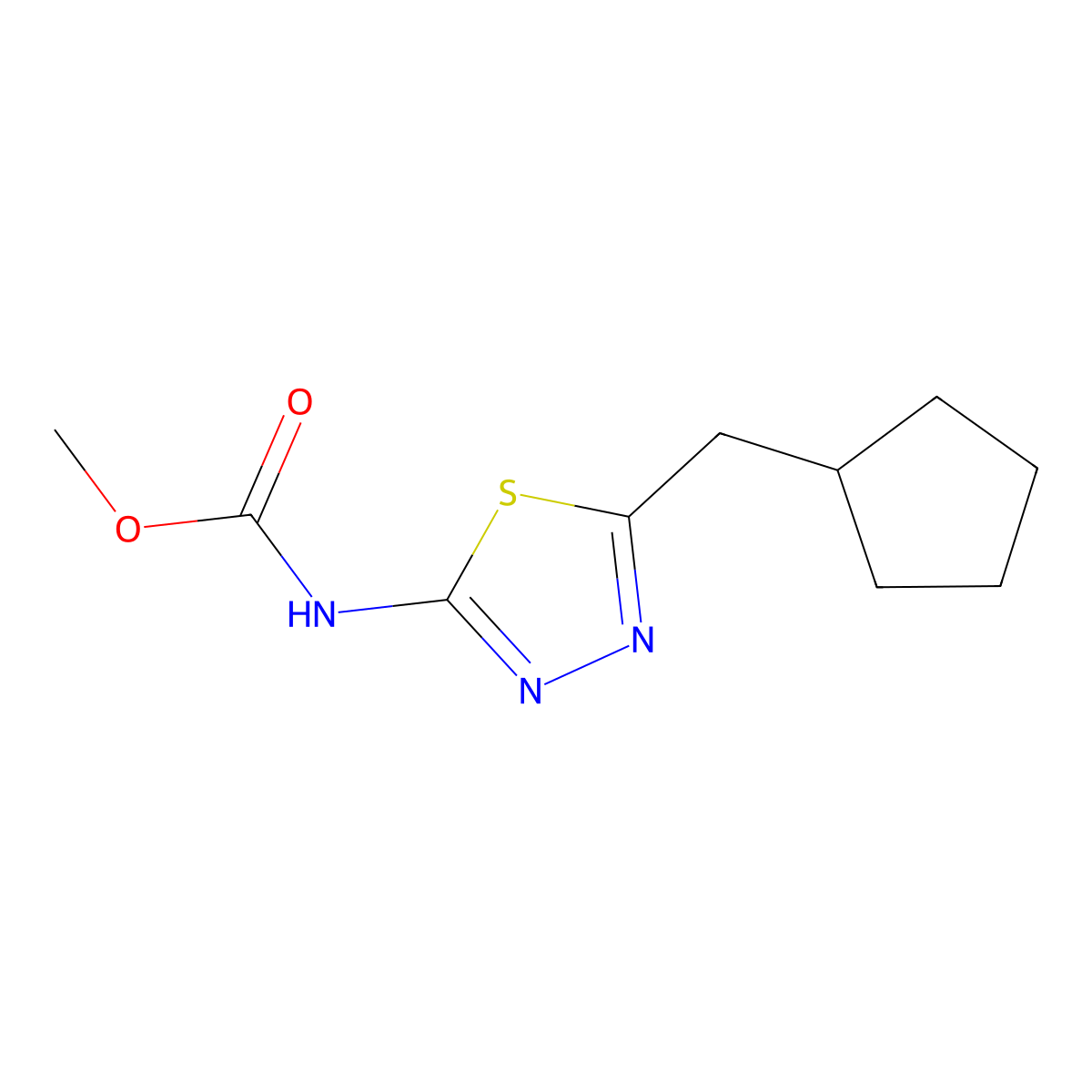 methyl N-[5-(cyclopentylmethyl)-1,3,4-thiadiazol-2-yl]carbamate molecular structure, CAS 717873-65-9