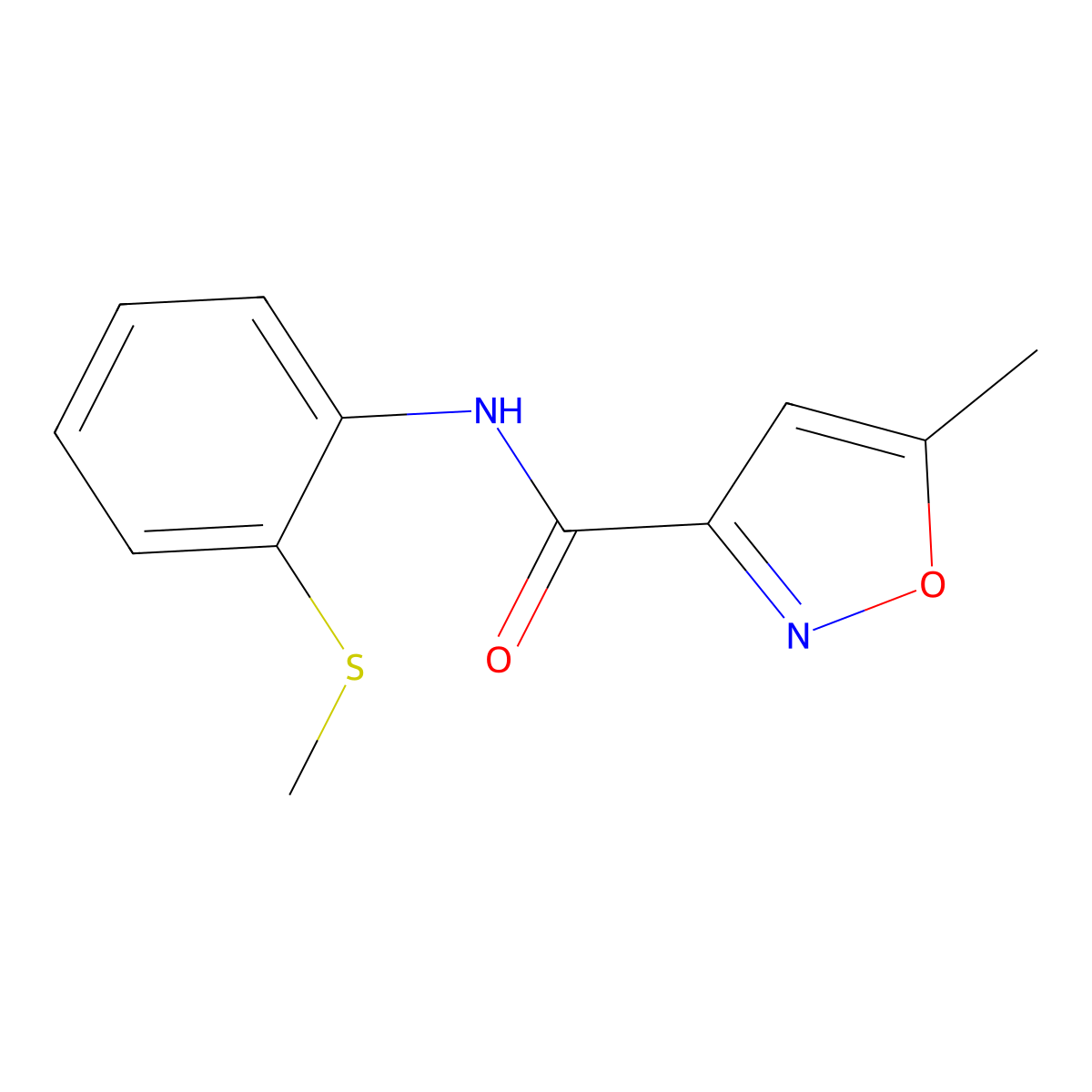 5-methyl-N-(2-(methylthio)phenyl)isoxazole-3-carboxamide molecular structure, CAS 717873-80-8