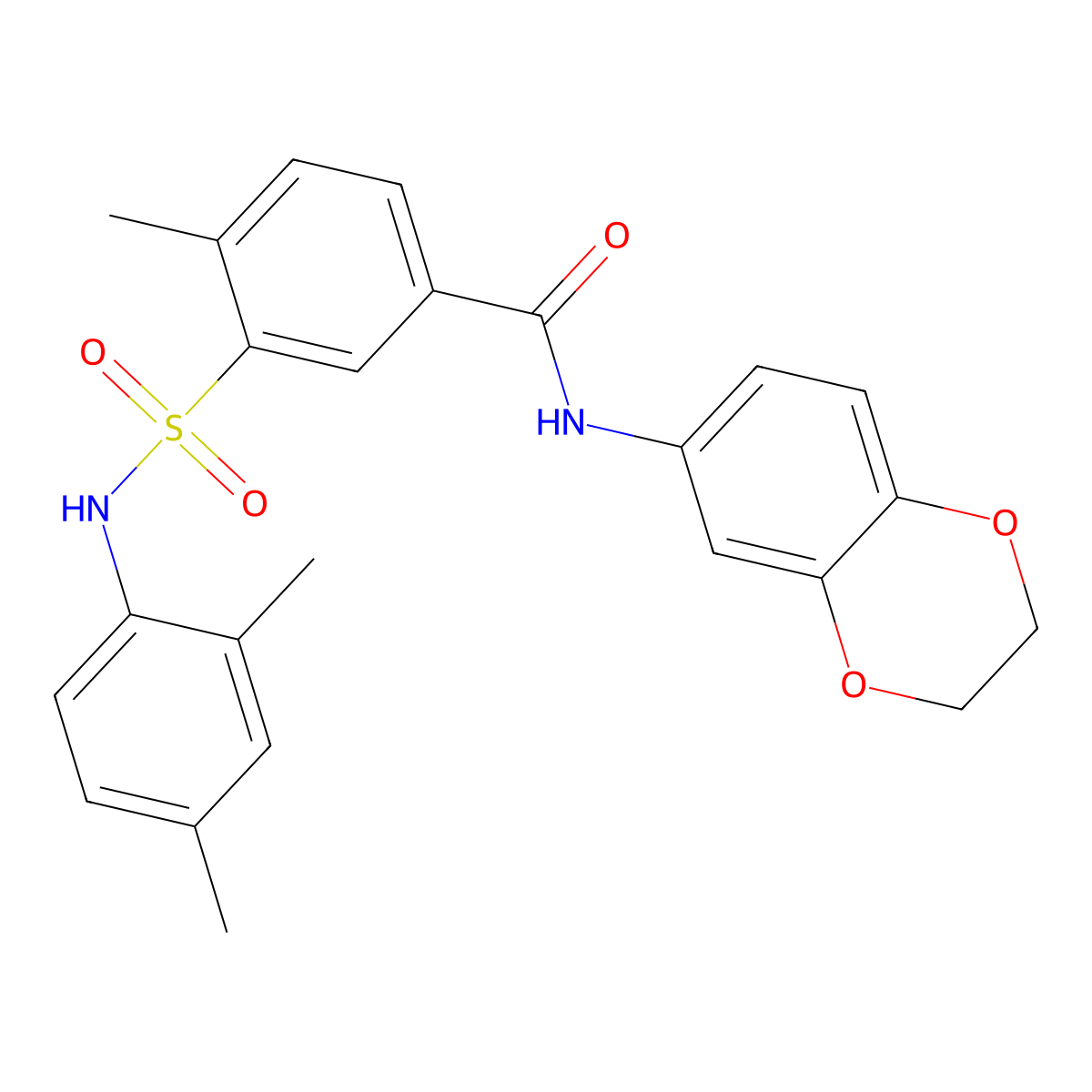 N-(2,3-dihydro-1,4-benzodioxin-6-yl)-3-[(2,4-dimethylphenyl)sulfamoyl]-4-methylbenzamide molecular structure, CAS 717873-84-2