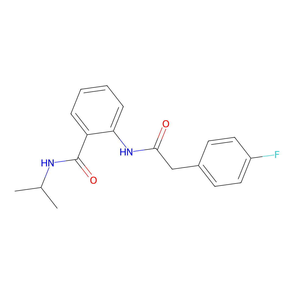 2-{[(4-fluorophenyl)acetyl]amino}-N-(propan-2-yl)benzamide molecular structure, CAS 717873-85-3