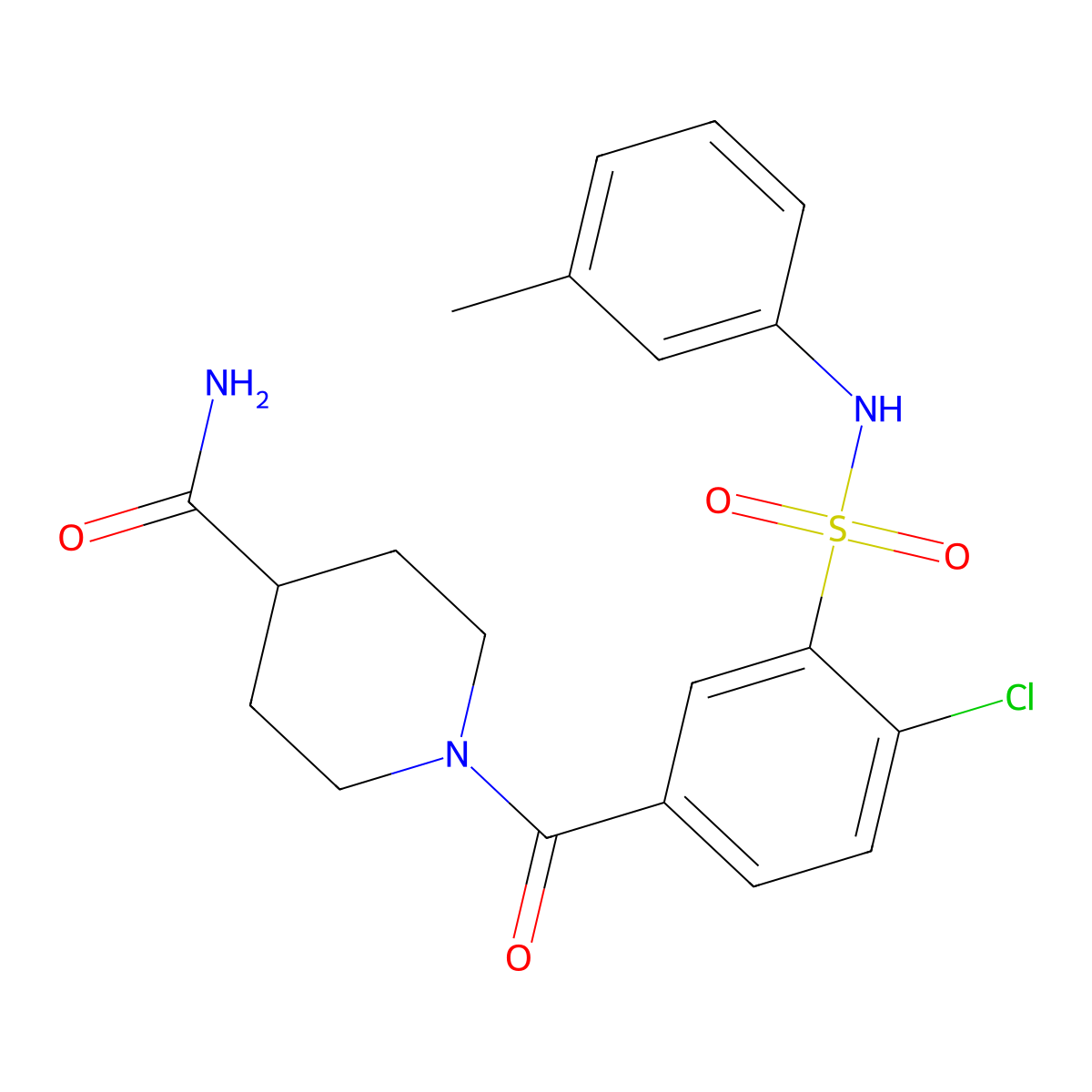 1-[4-Chloro-3-[(3-methylphenyl)sulfamoyl]benzoyl]piperidine-4-carboxamide molecular structure, CAS 717874-03-8