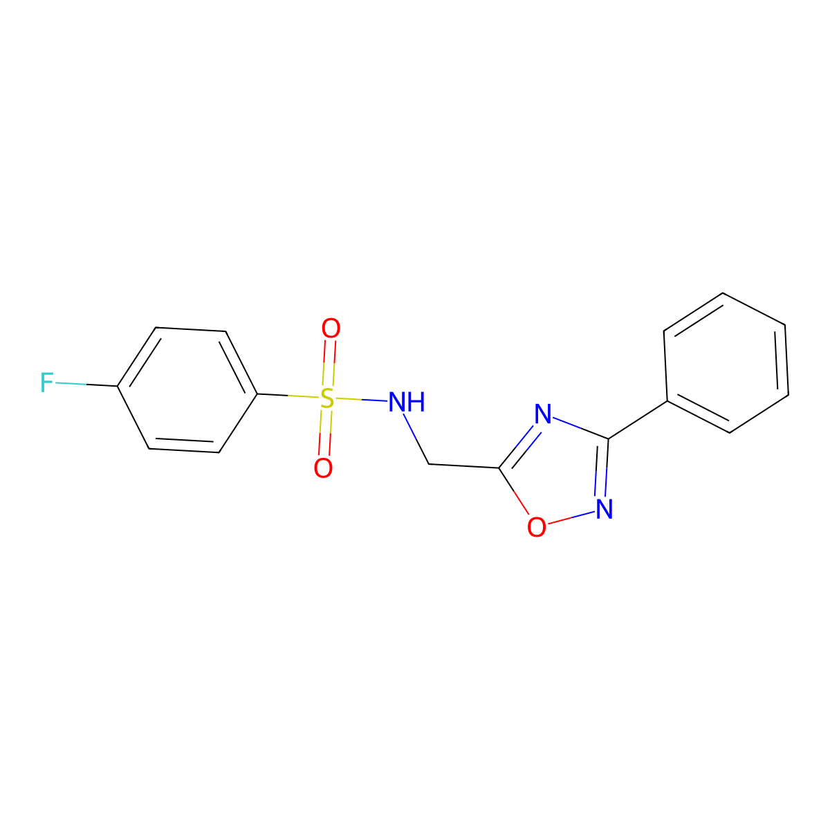 4-fluoro-N-[(3-phenyl-1,2,4-oxadiazol-5-yl)methyl]benzenesulfonamide molecular structure, CAS 717874-06-1