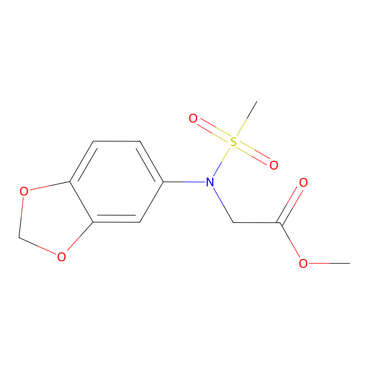 methyl N-1,3-benzodioxol-5-yl-N-(methylsulfonyl)glycinate molecular structure, CAS 717874-18-5