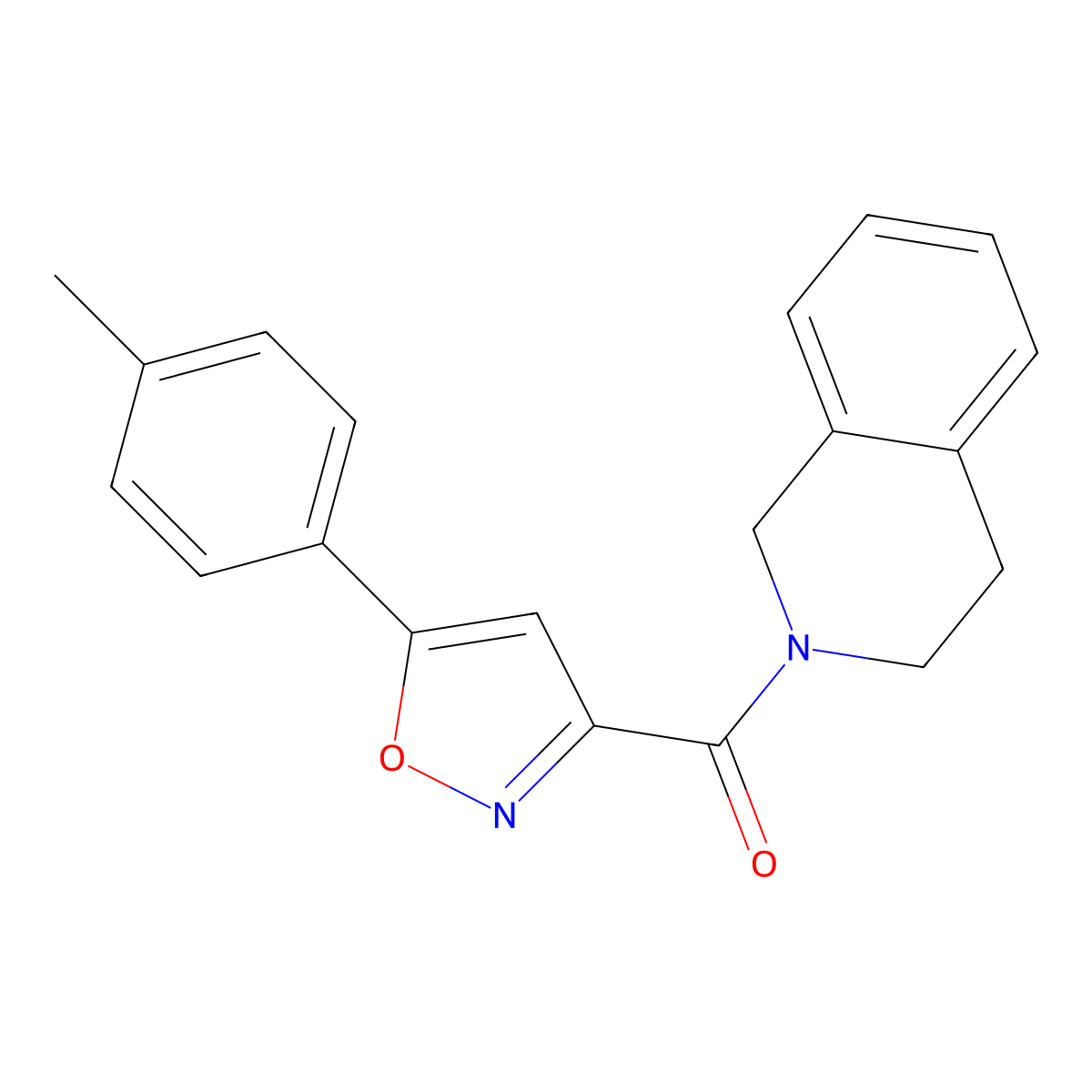 3,4-dihydro-1H-isoquinolin-2-yl-[5-(4-methylphenyl)-1,2-oxazol-3-yl]methanone molecular structure, CAS 717874-25-4