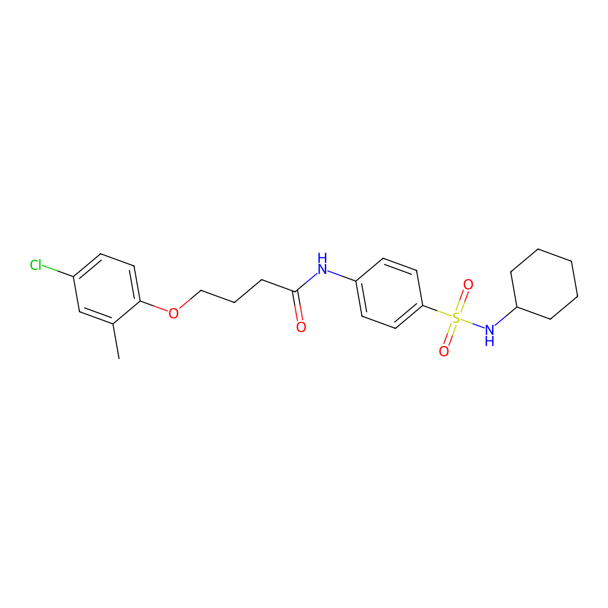 4-(4-chloro-2-methylphenoxy)-N-[4-(cyclohexylsulfamoyl)phenyl]butanamide molecular structure, CAS 717874-28-7