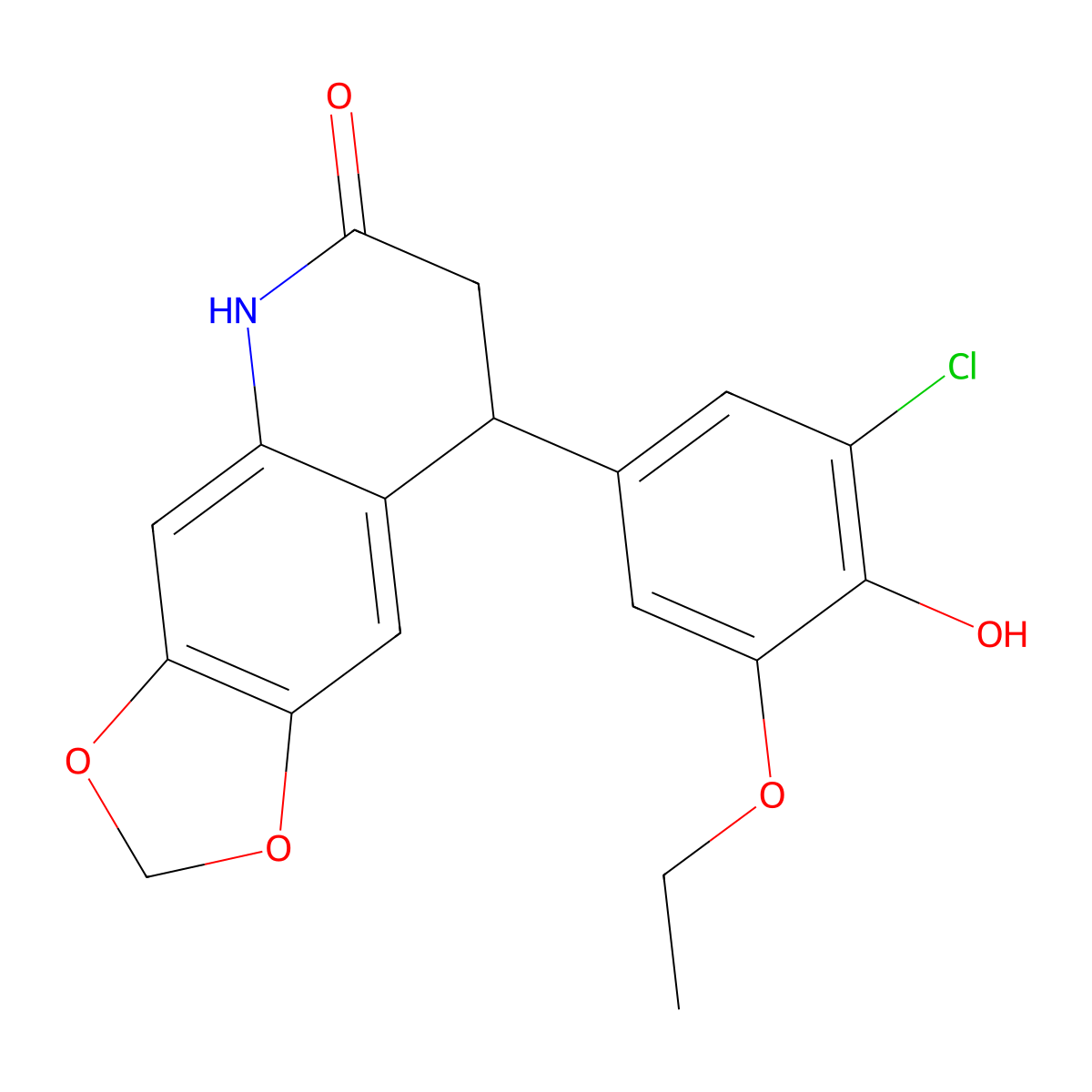 8-(3-chloro-5-ethoxy-4-hydroxyphenyl)-7,8-dihydro-5H-[1,3]dioxolo[4,5-g]quinolin-6-one molecular structure, CAS 717874-30-1