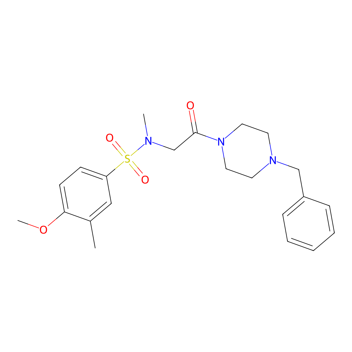 N-[2-(4-benzylpiperazin-1-yl)-2-oxoethyl]-4-methoxy-N,3-dimethylbenzenesulfonamide molecular structure, CAS 717874-53-8