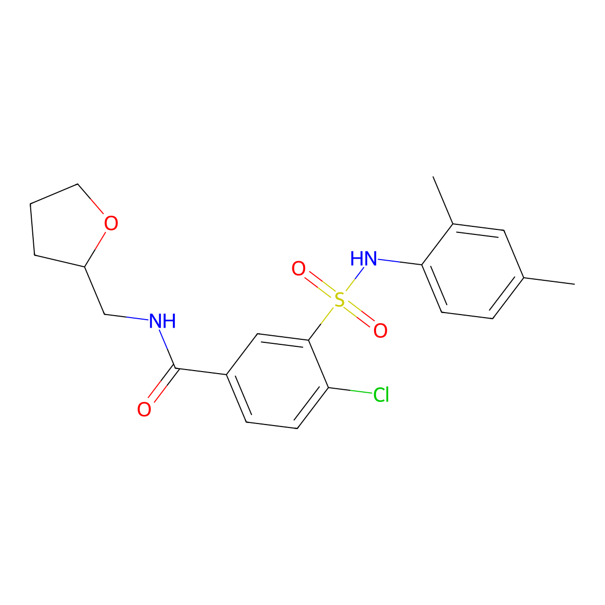 4-chloro-3-[(2,4-dimethylphenyl)sulfamoyl]-N-(oxolan-2-ylmethyl)benzamide molecular structure, CAS 717874-91-4