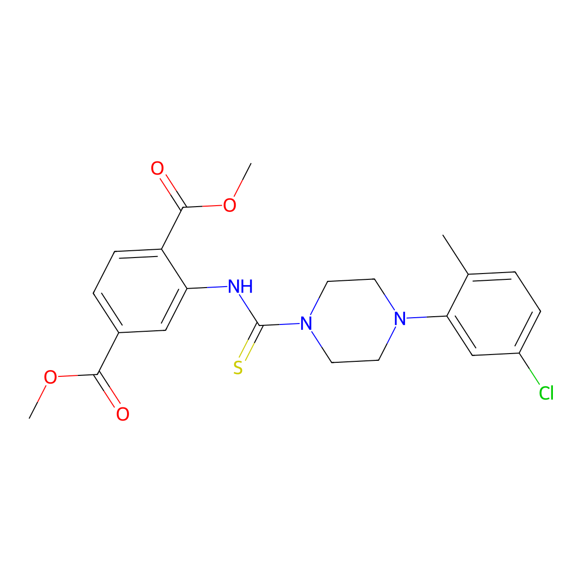 Dimethyl 2-({[4-(5-chloro-2-methylphenyl)-1-piperazinyl]carbonothioyl}amino)terephthalate molecular structure, CAS 717875-12-2