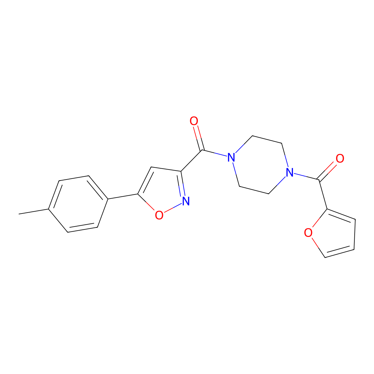 1-(2-Furoyl)-4-{[5-(4-methylphenyl)-3-isoxazolyl]carbonyl}piperazine molecular structure, CAS 717875-21-3