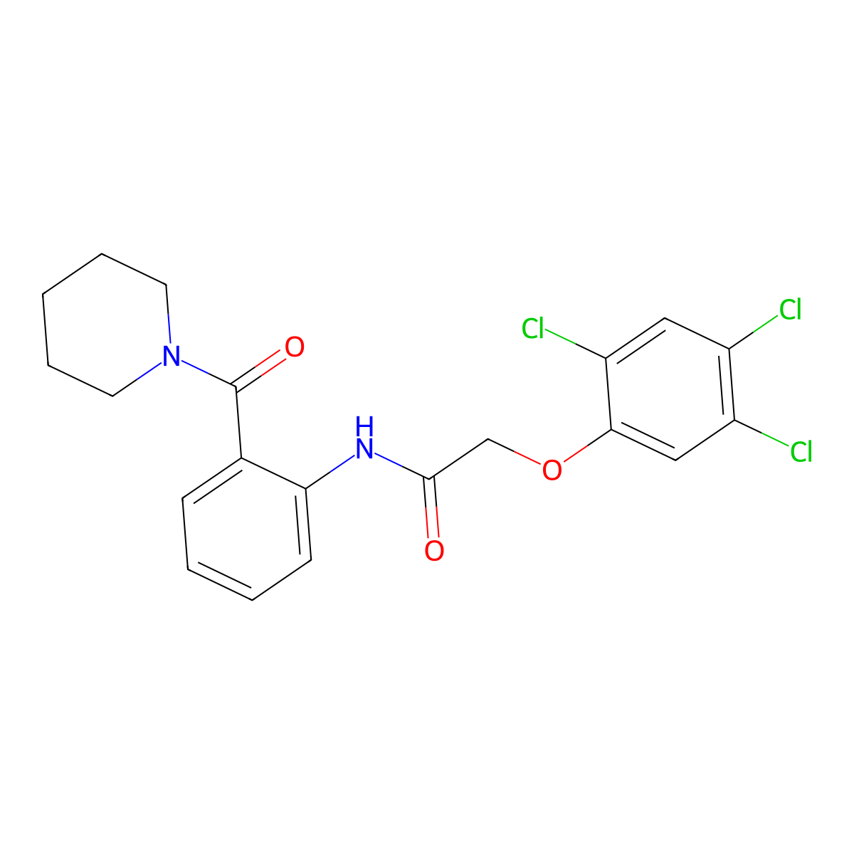N-[2-(piperidine-1-carbonyl)phenyl]-2-(2,4,5-trichlorophenoxy)acetamide molecular structure, CAS 717875-31-5