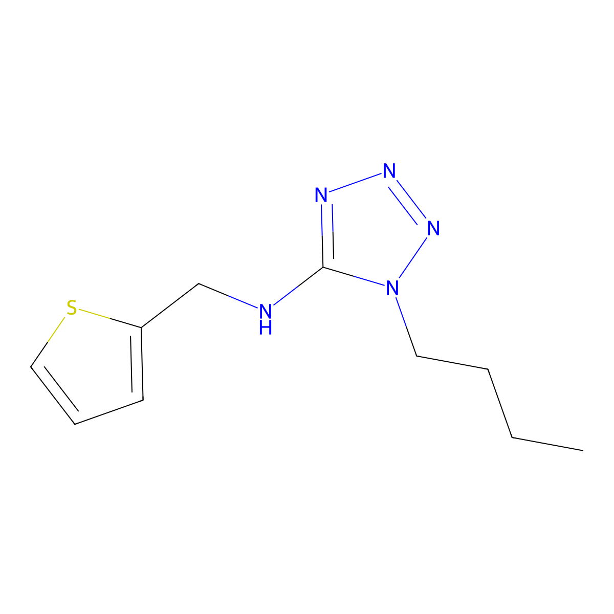 1-butyl-N-(thiophen-2-ylmethyl)tetrazol-5-amine molecular structure, CAS 717875-55-3