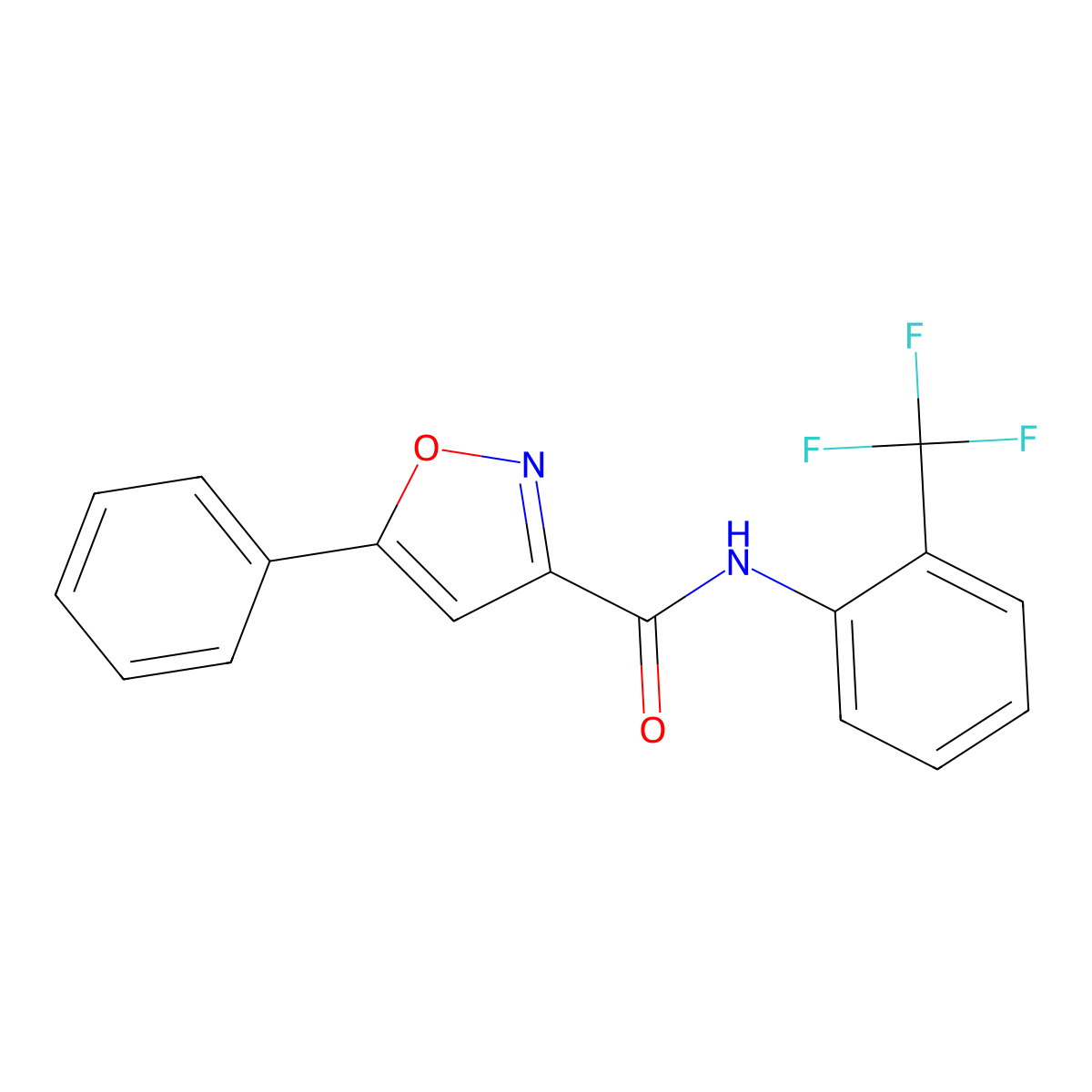 5-phenyl-N-[2-(trifluoromethyl)phenyl]-1,2-oxazole-3-carboxamide molecular structure, CAS 717875-60-0