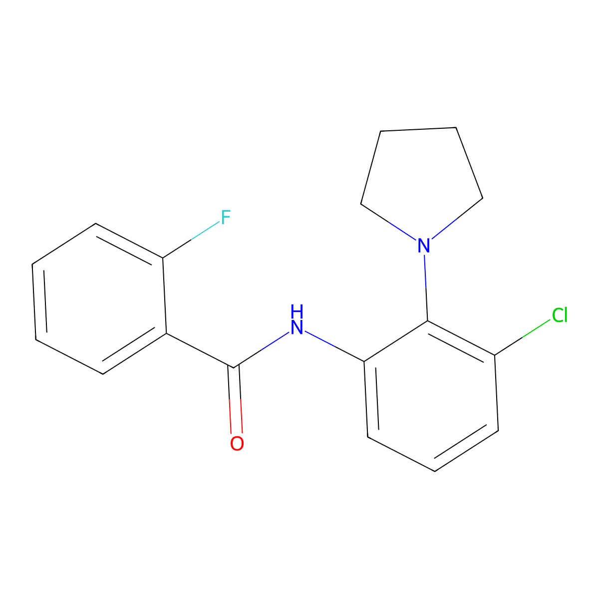 N-[3-chloro-2-(1-pyrrolidinyl)phenyl]-2-fluorobenzamide molecular structure, CAS 717875-64-4