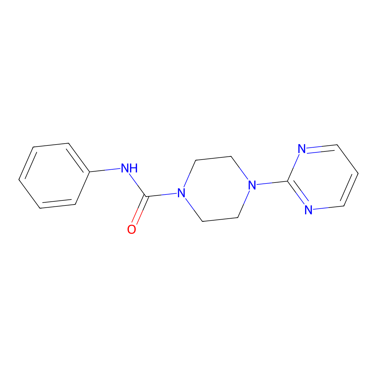 N-phenyl-4-(pyrimidin-2-yl)piperazine-1-carboxamide molecular structure, CAS 717875-78-0