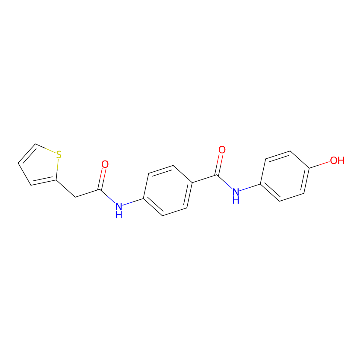N-(4-hydroxyphenyl)-4-[(2-thiophen-2-ylacetyl)amino]benzamide molecular structure, CAS 717876-55-6