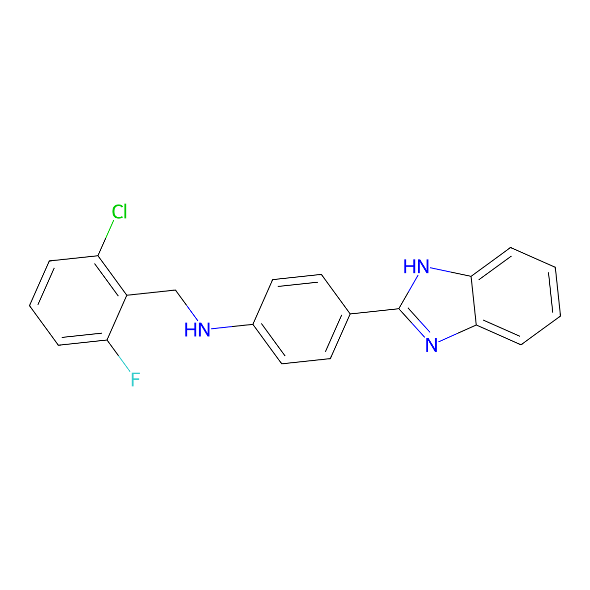 4-(1H-benzimidazol-2-yl)-N-(2-chloro-6-fluorobenzyl)aniline molecular structure, CAS 717876-66-9