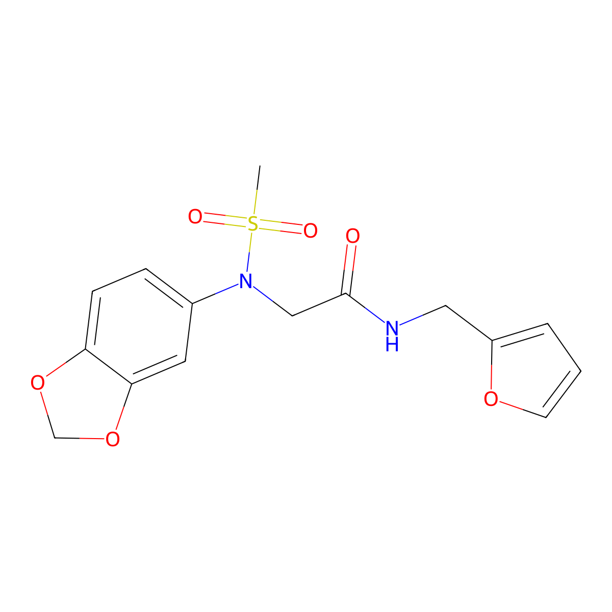 2-[1,3-benzodioxol-5-yl(methylsulfonyl)amino]-N-(furan-2-ylmethyl)acetamide molecular structure, CAS 717876-68-1