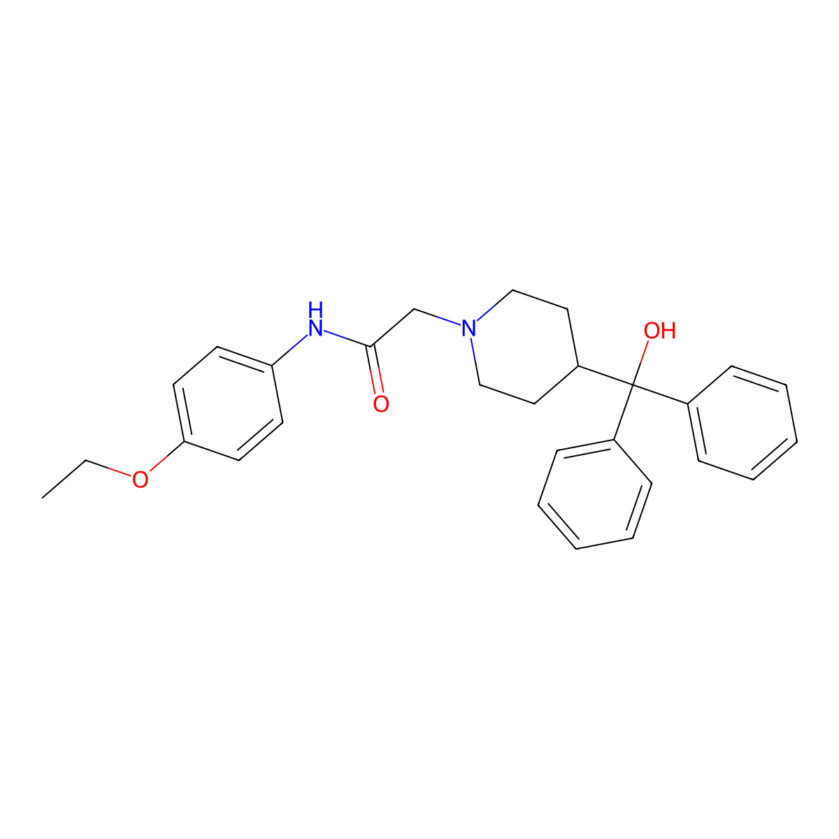N-(4-ethoxyphenyl)-2-[4-(hydroxydiphenylmethyl)piperidyl]acetamide molecular structure, CAS 717877-10-6