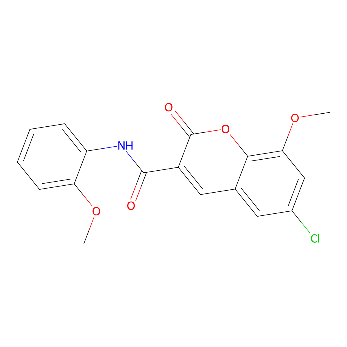 6-chloro-8-methoxy-N-(2-methoxyphenyl)-2-oxochromene-3-carboxamide molecular structure, CAS 717877-32-2